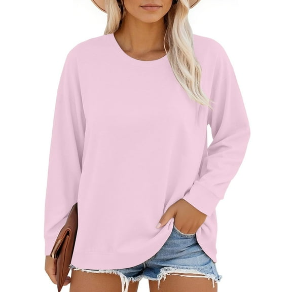 Valueadd Women's Long Sleeve T-shirt Plus Size Neck T Shirts Womens Tops Casual Summer Tshirts Loose Fit Tee