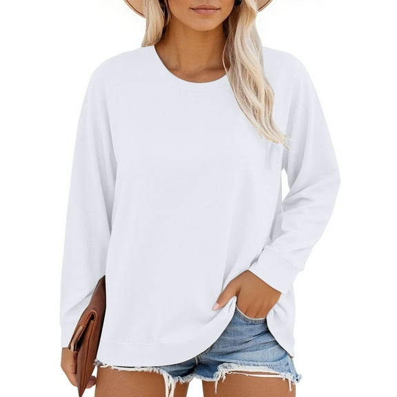 Valueadd Women's Long Sleeve T-shirt Plus Size Neck T Shirts Womens Tops Casual Summer Tshirts Loose Fit Tee