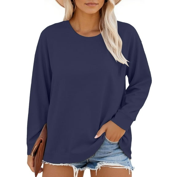 Valueadd Women's Long Sleeve T-shirt Plus Size Neck T Shirts Womens Tops Casual Summer Tshirts Loose Fit Tee