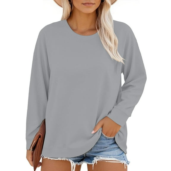 Valueadd Women's Long Sleeve T-shirt Plus Size Neck T Shirts Womens Tops Casual Summer Tshirts Loose Fit Tee