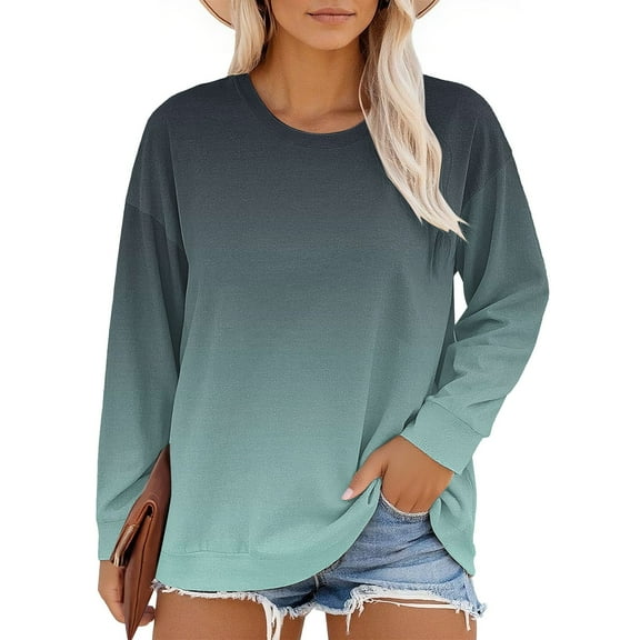 Valueadd Women's T-shirt Plus Size Neck T Shirts Women Long Sleeve Tops Casual Summer T shirts Loose Fit Tee