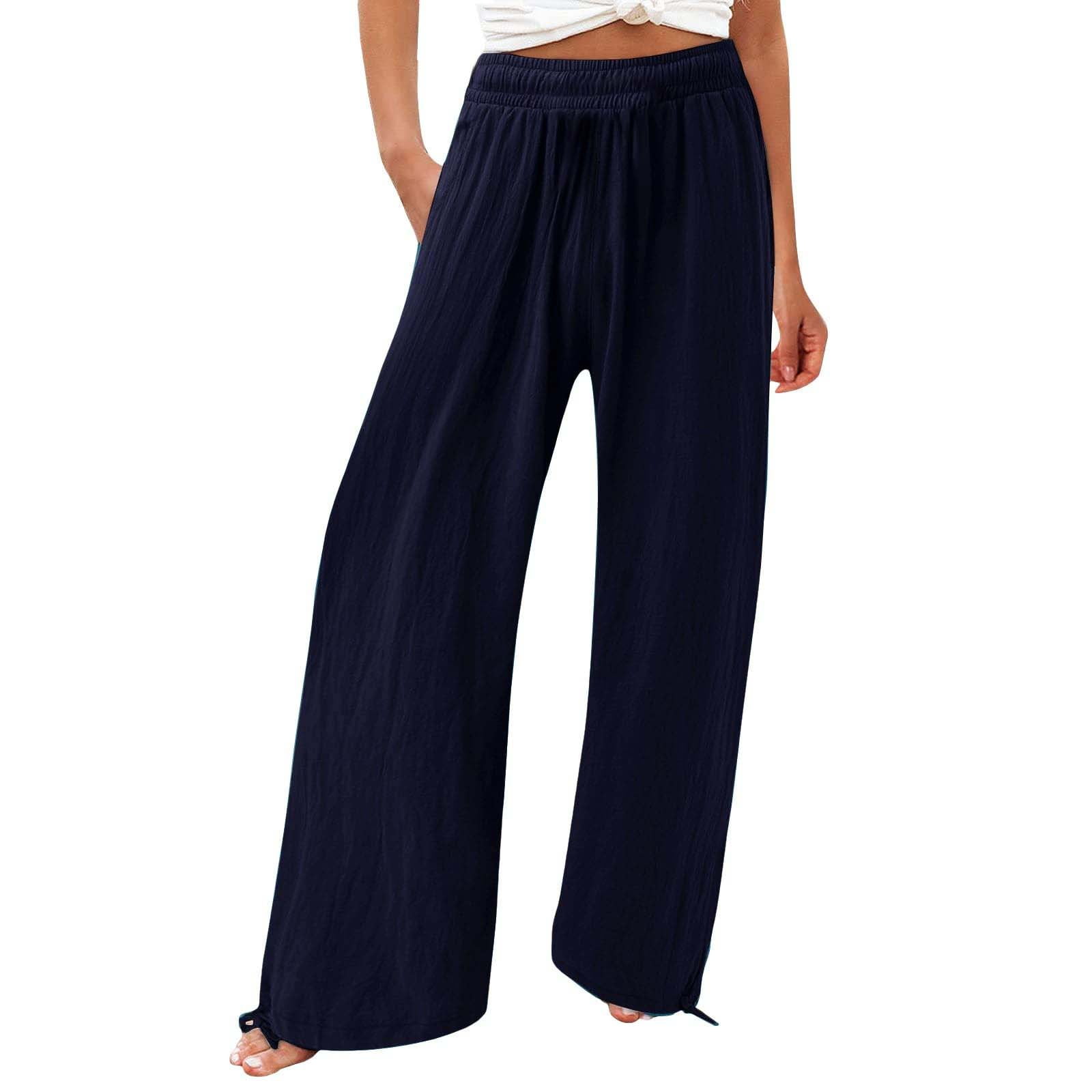 Valueadd Womens Cotton Casual Loose Pants Comfy Work Pants With Pockets ...