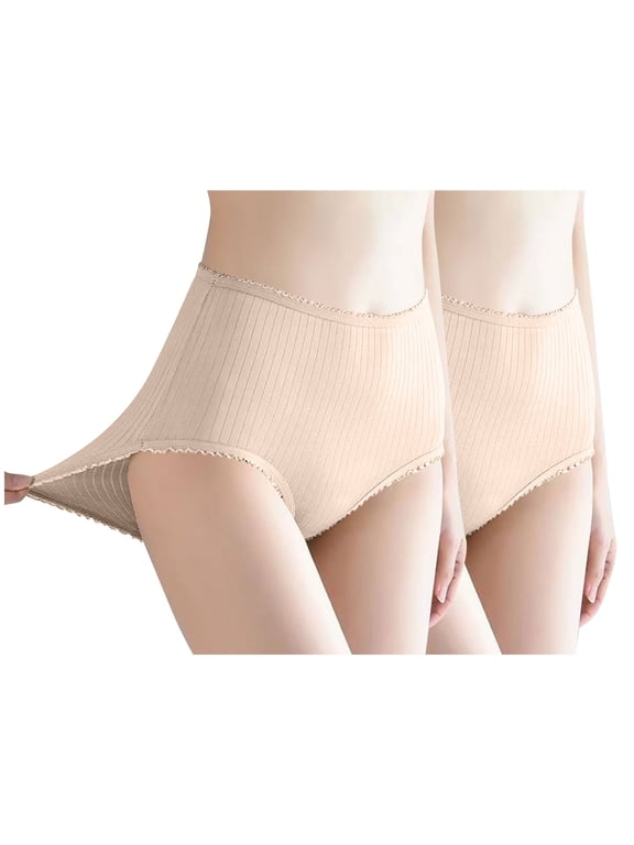 2 Pack Women's Briefs, High Waisted Ribbed Full Coverage with Wide Waistband, Soft Stretch Breathable Comfortable for Everyday Work Travel Home Daily Wear