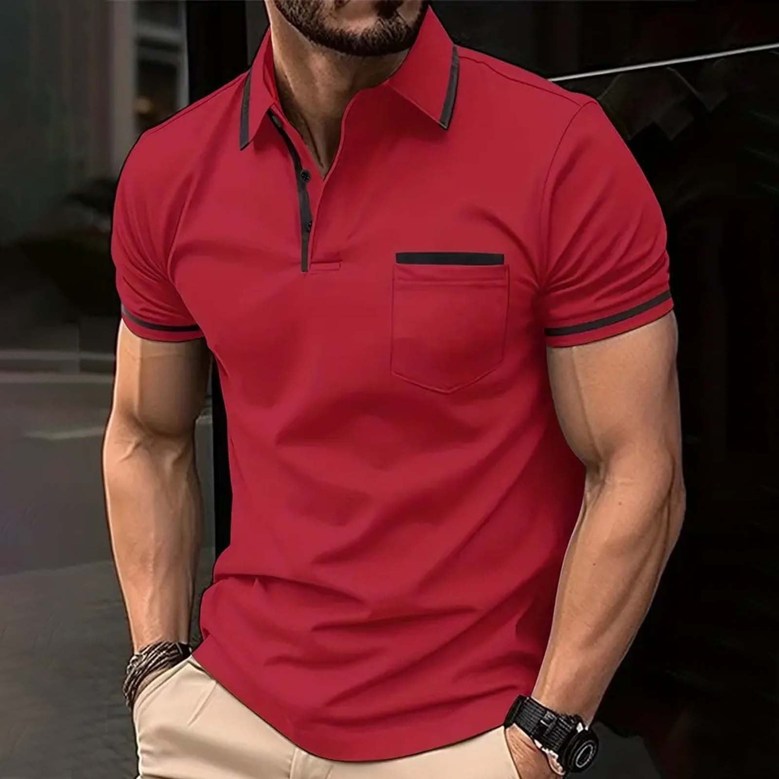Work By Spring Formula Valufy Men's Button-Up Shirts, Collared Short Sleeve with Chest Pocket ...
