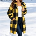 Valufy Plaid Jackets for Women Longline Hooded Zip Up Coat Buffalo ...