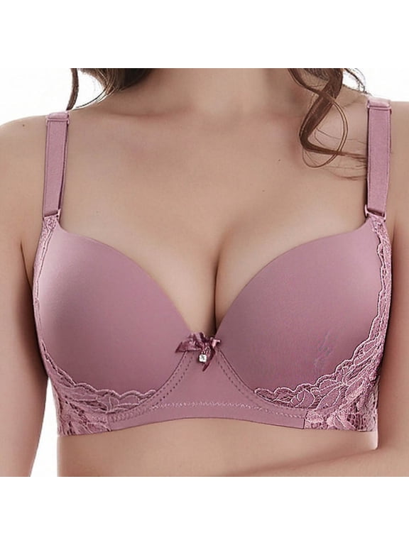 Women's Bras, Lace Push Up Underwire Full Coverage D Cup with Adjustable Straps, Solid Color Plus Size Comfortable Everyday Daily Wear