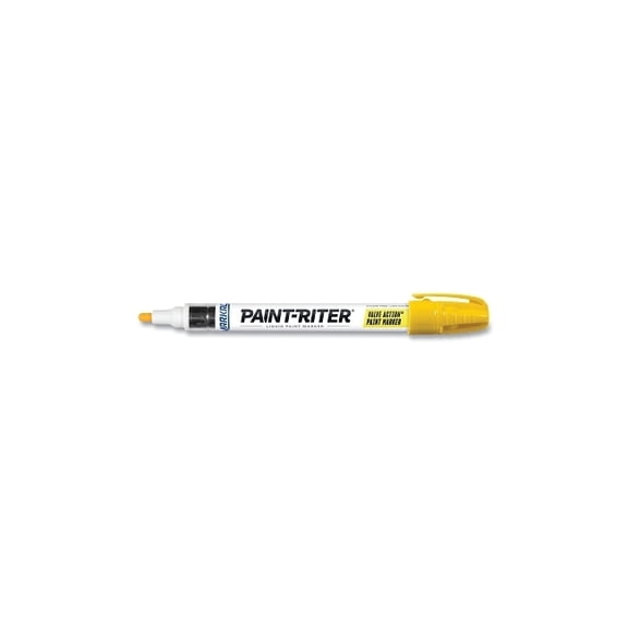 PAINT-RITER VALVE ACTION Paint Marker, Yellow, 1/8 in Tip, Medium