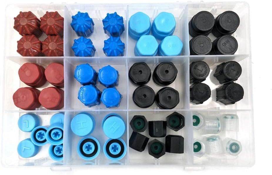 Car AC Maintenance Caps Air Conditioning Service Cap, 10pcs/set, R134a Cap, A/C Cap, 13mm And 16mm, Air Conditioning Service AC System Charging Port Caps, Low Side And High 16mm High Side AC