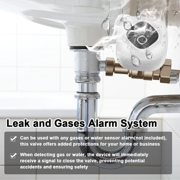 Valve Controller Wifi WiFi Intelligent Ball Valve Automatic Water Shut-off Valve Support APP Control/3 Timing Modes/Water and Gas Leakage Alarm Compatible with Assistant for Home Intelligence