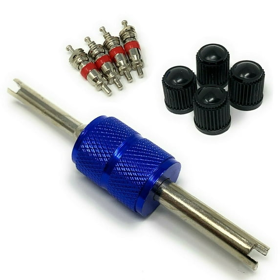Valve Core Removal Tool Kit 9PCS Set with Valves & Inserts for Cars Motorcycles Bikes