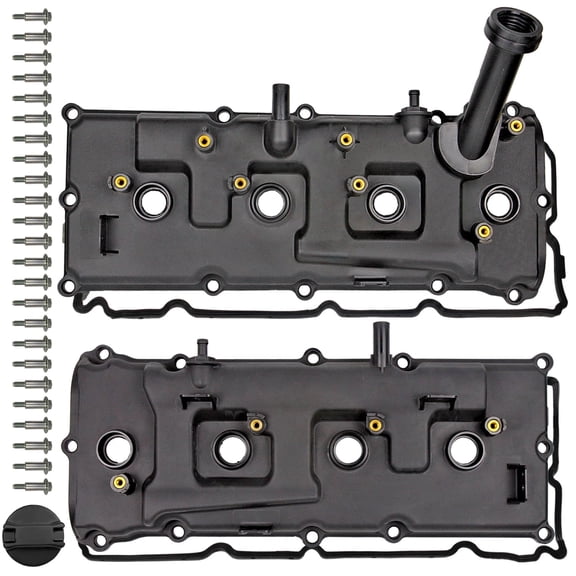 Valve Cover Set with Bolts & Oil Cap & Gaskets & Spark Plug Tube Seals & PCV Valve Compatible with 2004-2016 Nissan Armada NV2500 NV3500 Pathfinder Titan Infiniti QX56 5.6L #13264-ZE01A 13264-ZE00A