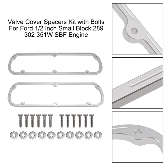 Valve Cover Spacers Kit with Bolts For Ford 1/2 inch Small Block 289 302 351W