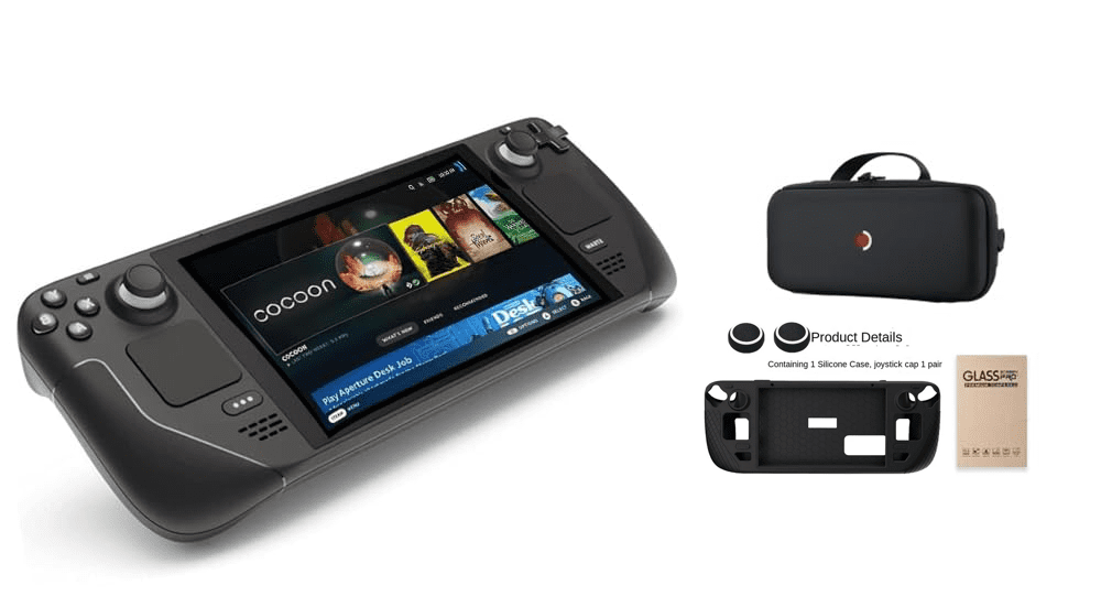 Valve Steam Deck 1TB consola de juegos portátil mejorada con estuche, pantalla OLED 1280 x 800, funda de silicona, protectores de joystick y vidrio templado