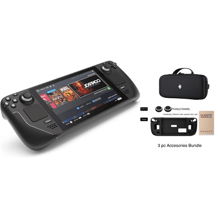 Valve Steam Deck 1TB Upgraded Handheld Gaming Console with Carring case, 1280 x 800 LCD Display Silicone Soft Cover Protector & Joystic Cap & Tempered Glass Film Bundle