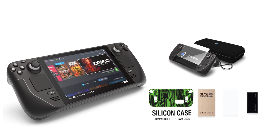 Valve Steam Deck OLED 1TB con estuche de transporte, incluye funda suave de silicona y protector de vidrio templado