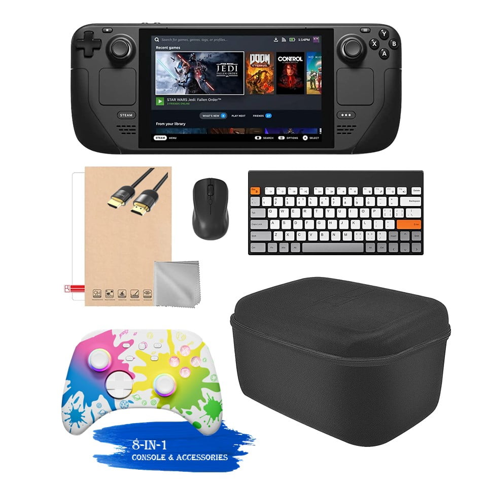 Valve Steam Deck 256GB Handheld Console, 7-inch Touchscreen, 1280x800  Resolution, Ergonomic Design, Mytrix Inkjet Wireless Pro Controller, Black 