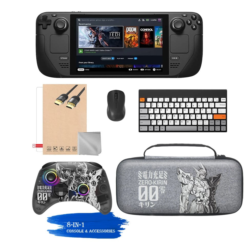 Valve Steam Deck 256GB Handheld Console, 7-inch Touchscreen, 1280x800  Resolution, Ergonomic Design, Mytrix Zero-Kirin Wireless Pro Controller,  Black 