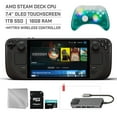 thumbnail image 1 of Valve Steam Deck OLED 1TB SSD Gaming Handheld 7.4-inch Touchscreen 1280x800 Resolution, Ergonomic Design, Mytrix Black Ice Hall Effect Wireless Pro Controller, Hub, 128GB MicroSD Card, 6 in 1 Bundle, 1 of 8