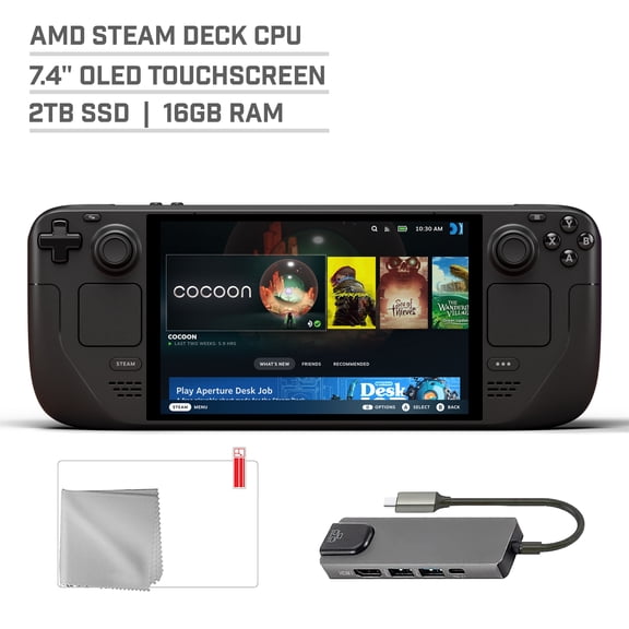 Valve Steam Deck OLED 1TB SSD Gaming Handheld 7.4-inch Touchscreen 1280x800 Resolution, Ergonomic Design, Mytrix Hub, HDMI Cable, 3 Accessories: 4 in 1 Bundle