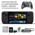 thumbnail image 1 of Valve Steam Deck OLED 2TB SSD Gaming Handheld 7.4-inch Touchscreen 1280x800 Resolution, Ergonomic Design, Mytrix Zero-Kirin Wireless Controller, Hub, 128GB MicroSD Card, 5 Accessories: 6 in 1 Bundle, 1 of 8