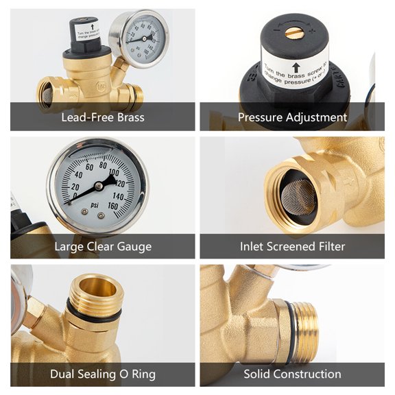 Valve,Valve -free Adjustable Screened Filter Rv Pressure Reducer With Inlet Screened Filter With 0-160psi And Valve -free Adjustable Reducer With 0-160psi Water Pressure Dsfen Yabuy Wyan