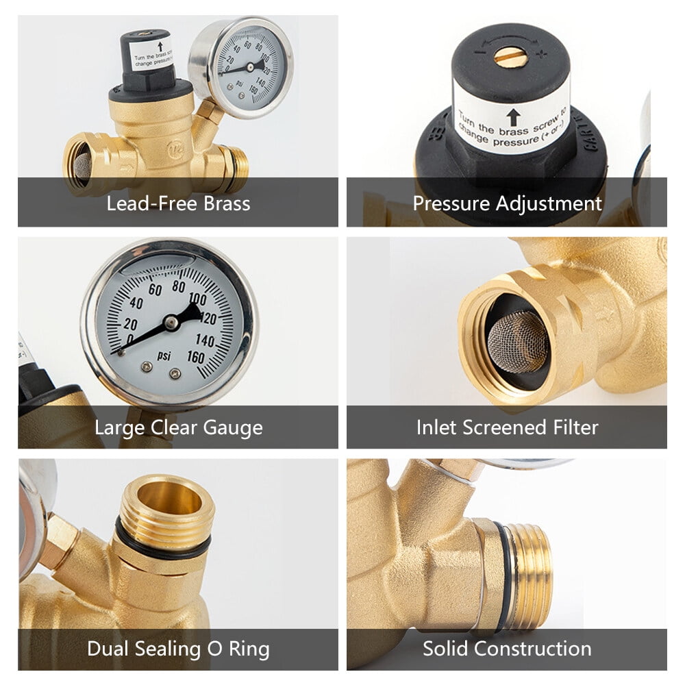Valve,Valve -free Adjustable Screened Filter Rv Pressure Reducer With Inlet Screened Filter With 0-160psi And Valve -free Adjustable Reducer With 0-160psi Water Pressure Dsfen Yabuy Wyan