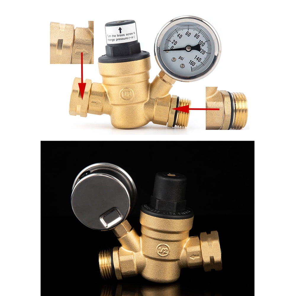 Valve,With 0-160psi And Valve -free Adjustable -free Adjustable Water Screened Filter Rv Pressure Valve -free 0-160psi And Inlet Pressure Reducer With Reducer With 0-160psi Gold