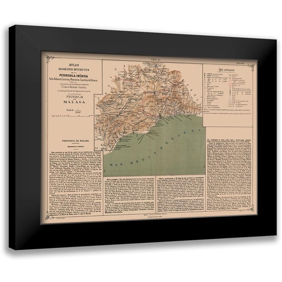 Valverde 14x11 Black Modern Framed Museum Art Print Titled - Malaga Province Spain - Valverde 1880
