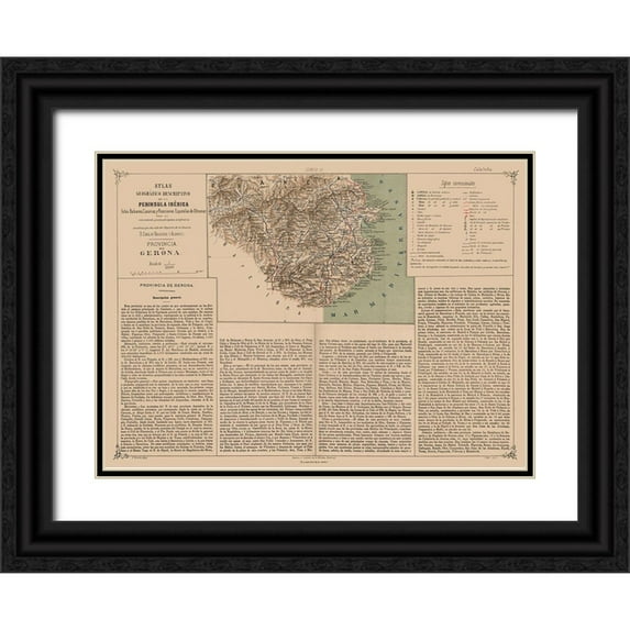 Valverde 14x11 Black Ornate Wood Framed with Double Matting Museum Art Print Titled - Girona Province Spain - Valverde 1880