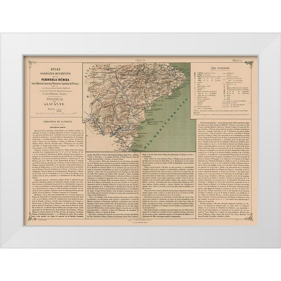 Valverde 14x11 White Modern Wood Framed Museum Art Print Titled - Alicante Province Spain - Valverde 1880