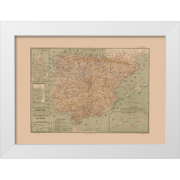 Valverde 14x11 White Modern Wood Framed Museum Art Print Titled - Iberian Peninsula Portugal Spain - Valverde 1880