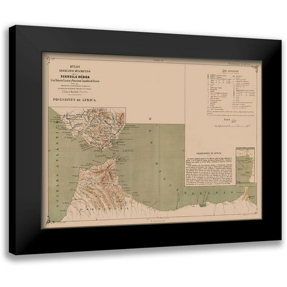 Valverde 18x14 Black Modern Framed Museum Art Print Titled - Spanish Possessions in Africa - Valverde 1880