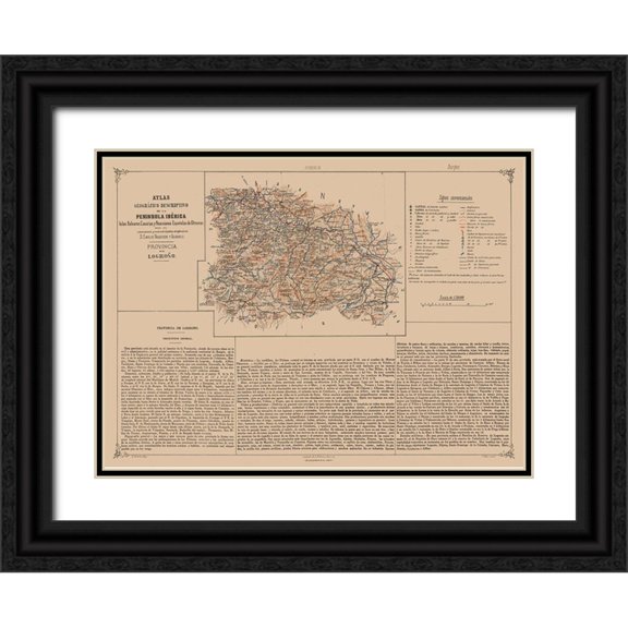 Valverde 18x14 Black Ornate Wood Framed with Double Matting Museum Art Print Titled - Logrono Province Spain - Valverde 1880