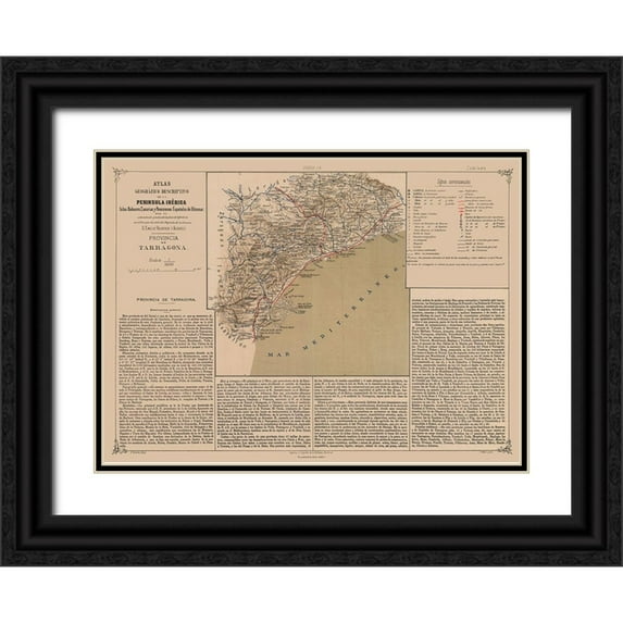 Valverde 18x14 Black Ornate Wood Framed with Double Matting Museum Art Print Titled - Tarragona Province Spain - Valverde 1880