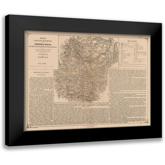 Valverde 24x19 Black Modern Framed Museum Art Print Titled - Teruel Province Spain - Valverde 1880