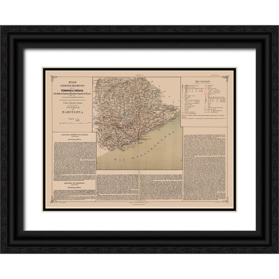 Valverde 24x19 Black Ornate Wood Framed with Double Matting Museum Art Print Titled - Barcelona Province Spain - Valverde 1880