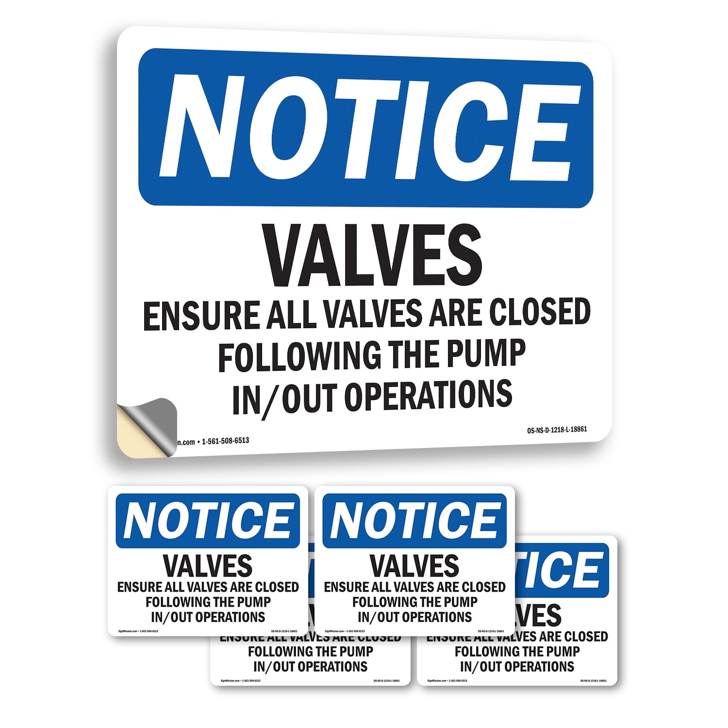 Valves Ensure All Valves Are Closed Following OSHA Notice Vinyl Decal ...