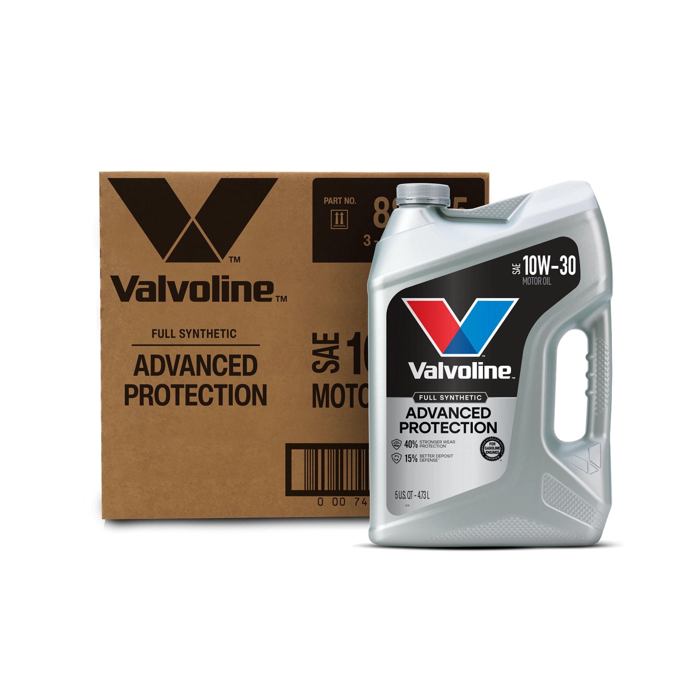 Valvoline Advanced Protection Full Synthetic 10W-30 Motor Oil 5 Quart, Case of 3