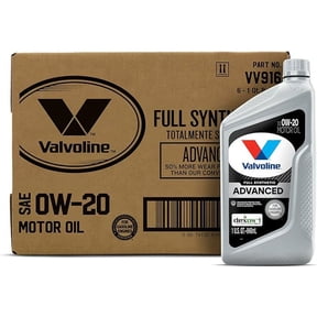 Valvoline Advanced Full Synthetic SAE 0W-20 Motor Oil 1 QT, Case of 6