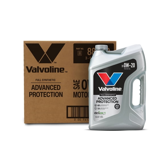 Valvoline Advanced Protection Full Synthetic 0W-20 Motor Oil 5 Quart, Case of 3