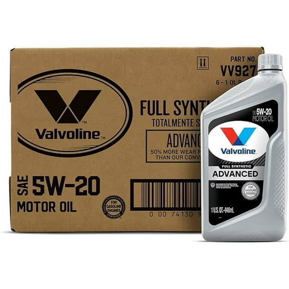 Valvoline Advanced Full Synthetic SAE 5W-20 Motor Oil 1 QT, Case of 6