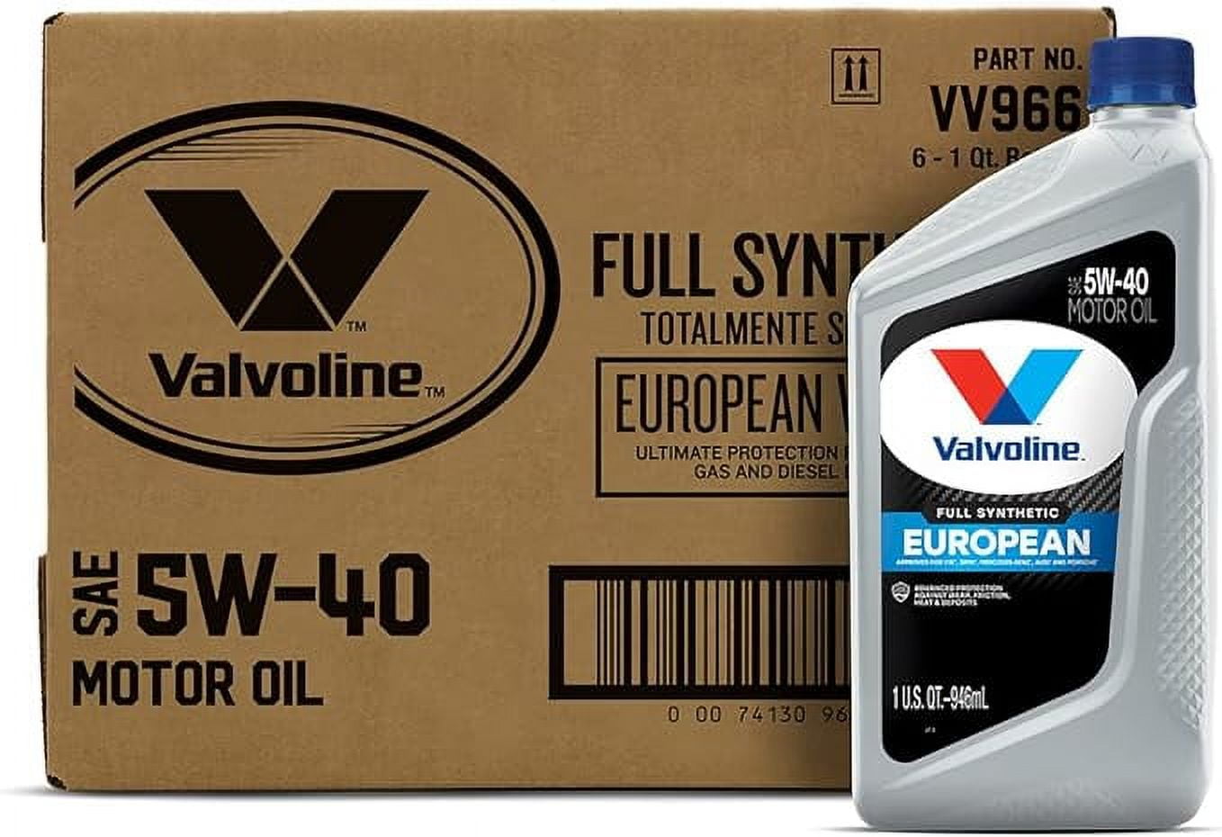Euro Oil Valvoline European Vehicle Full Synthetic SAE 5W-40 Motor Oil 1 QT ...