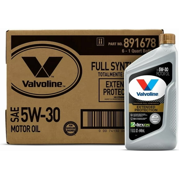 Valvoline Extended Protection Full Synthetic Motor Oil SAE 5W-30 1 QT, Case of 6