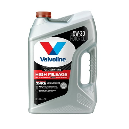 (3 pack) Valvoline Full Synthetic High Mileage with MaxLife Technology SAE 5W-30 Motor Oil - Easy Pour 5 Quart