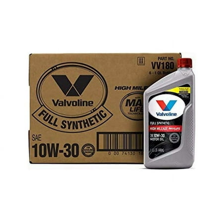 Valvoline Full Synthetic High Mileage with MaxLife Technology SAE 10W-30 Motor Oil 1 QT, Case of 6