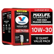 Valvoline High Mileage MaxLife 10W-30 Synthetic Blend Motor Oil 12 QT Garage Box