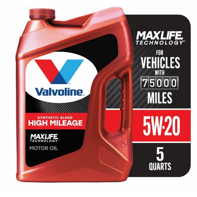 Valvoline High Mileage MaxLife 5W-20 Synthetic Blend Motor Oil 5 QT ...