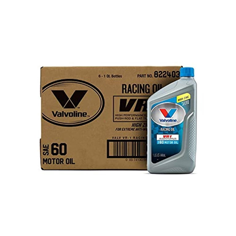 Free Shipping! Valvoline 822403 Vr1 Racing 60 6/1 Qt Cs - Walmart