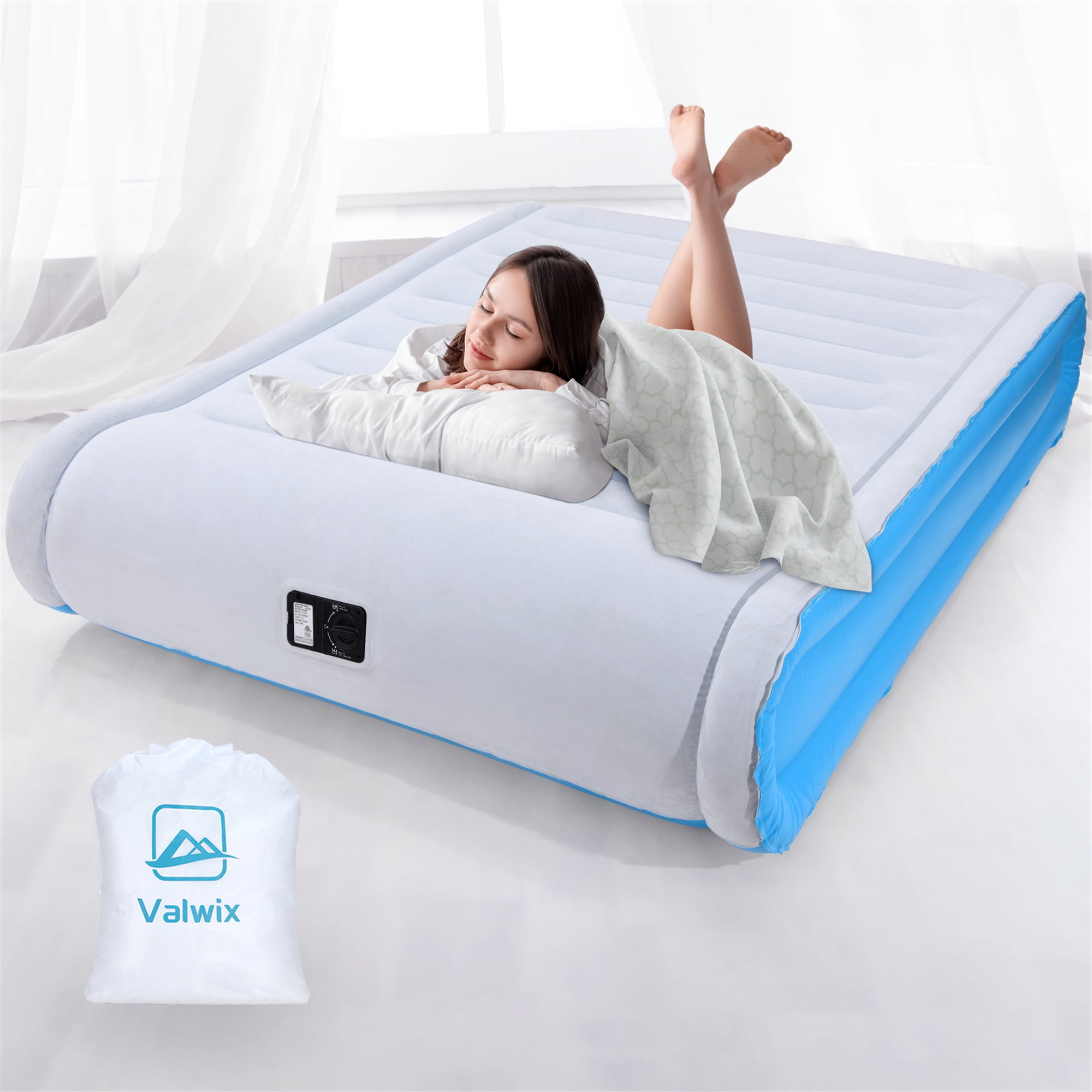 Valwix Twin/Queen Air Mattress with Built-in Pump & Pillow