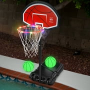 Valwix Poolside Basketball Hoop Swimming Pool Basketball Hoop 45"-59" Adjustable Height With 2 Balls And Pump